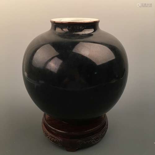 Chinese Black Glazed Jar, Yongzheng Mark