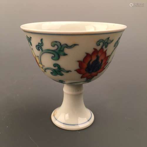 Chinese Doucai 'Lotus' Standing Cup, Chenghua Mark