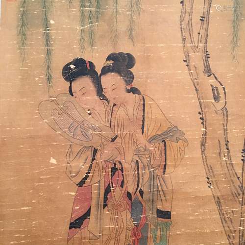 Chinese Hanging Scroll of 'Beauty', Jin Mengshi Signature