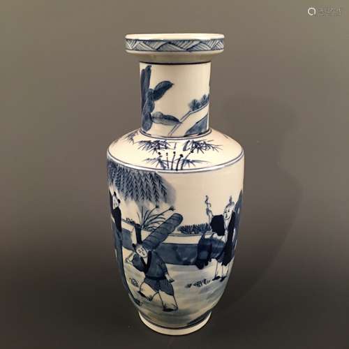 Chinese Blue-White 'Figure' Vase, Kangxi Mark