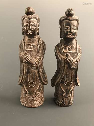 A Pair of Chinese Jade Figure