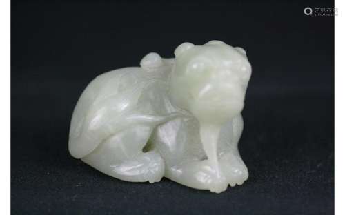 Chinese Ancient White Jade Qilong
