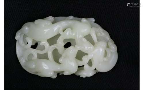 Chinese Carved White Jade Qilong
