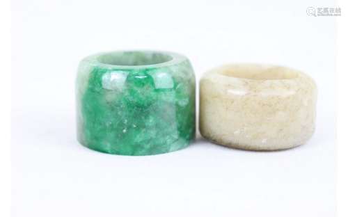 Two Chinese Jade Thumb Ring