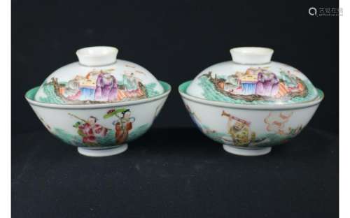 Pair of Chinese Famille Rose Porcelain Bowl