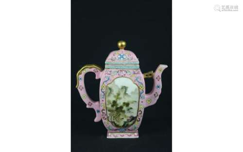 Chinese Famille Jaune Decorated Teapot