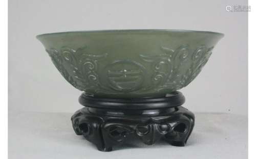 Chinese Green Jade Bowl