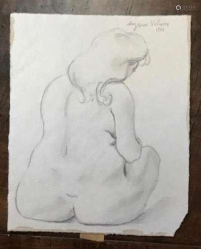 Graphite Sketch, Woman Bathing, Suzanne Valadon