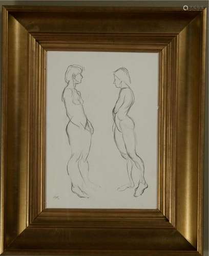 Graphite Study, Two Nudes, attributed to Henri Matisse