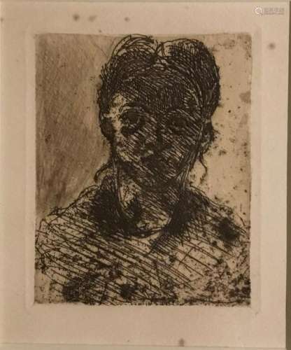 Etching, Tete de Jeune Fille , Paul Cezanne (1839-1906)