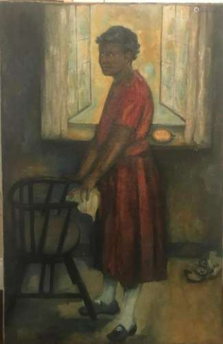 Black Americana, O/C, Woman in Kitchen, 20th Century
