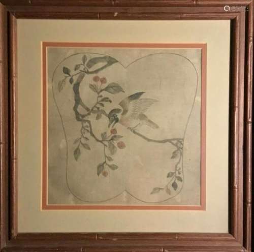 Korean Painting, Songbird on Fruiting Branch