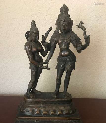 Marriage of Parvati and Shiva, Bronze, India, 19th Cent