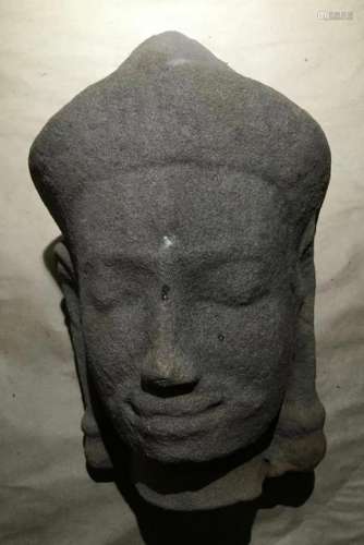 Sandstone Head, Khmer, 12-13th Century