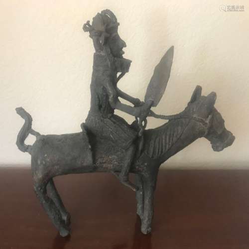 Benin Bronze King Oba on Horseback