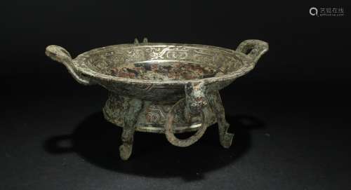 A Chinese Ancient-framing Tri-podded Bronze Vessel