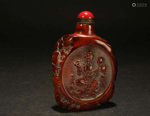 An Estate Chinese Guanyin Fortune Snuff Bottle Display