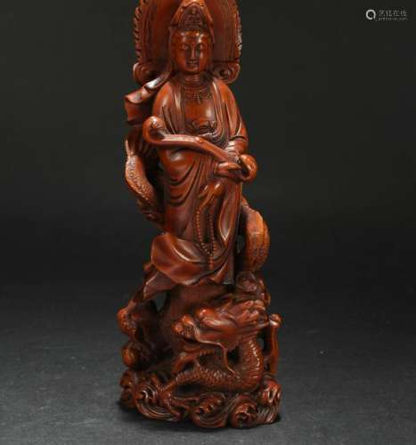 An Estate Dragon-decorating Chinese Guanyin Wooden