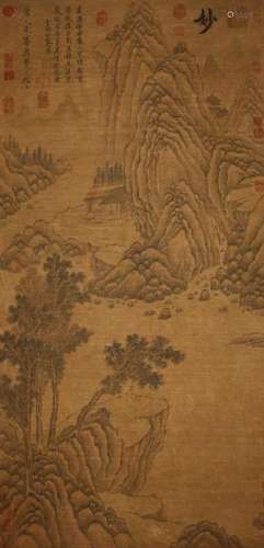 An Estate Chinese Poetry-framing Mountain-view  Scroll
