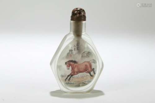 A Chinese Horse-portrait Detailed Snuff Bottle