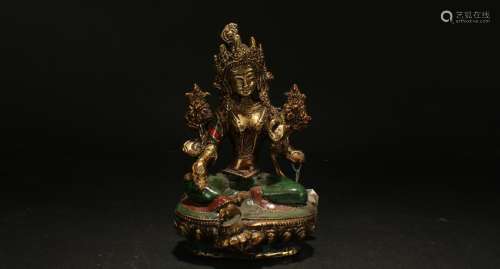 An Estate Tibetan Lotus Seated Buddha Statue