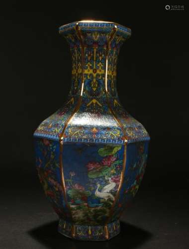 An Estate Chinese Nature-sceen Hexa-fortune Porcelain