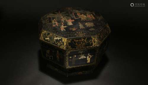 A Chinese Lidded Hexa-fortune Story-telling Black