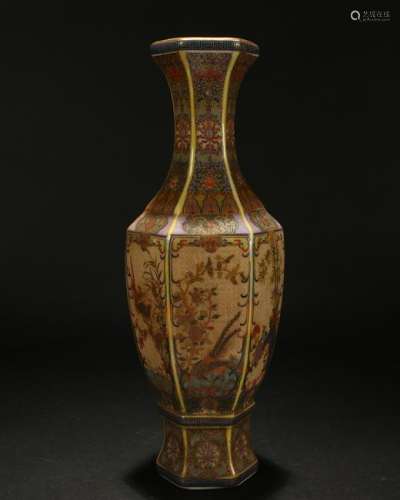 A Chinese Hexa-fortune Porcelain Nature-sceen Vase