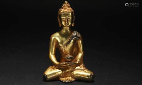 An Estate Chinese Gilt Buddha Statue Display