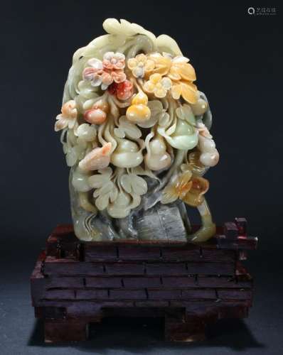 An Estate Chinese Religious Soapstone Display Statue