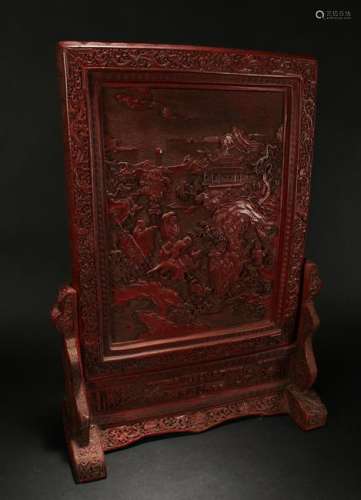 A Chinese Massive Temple-sceen Estate Lacquer Table