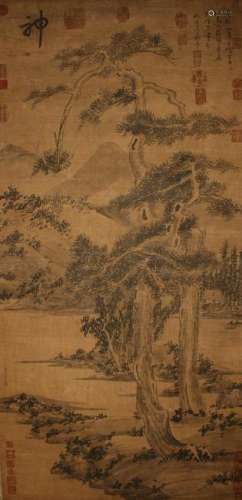 An Estate Chinese Poetry-framing Lake-view Scroll