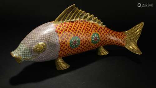 A Chinese Religious Fish-portrait Statue Display