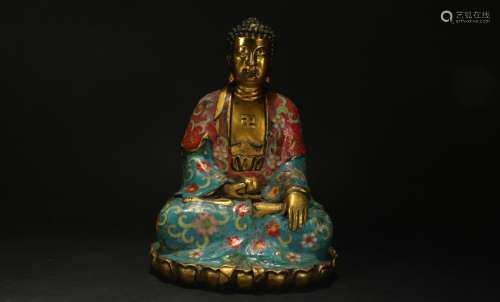 A Chinese Peaceful-looking Cloisonne Buddha Statue