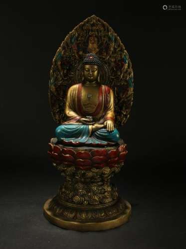 A Chinese Religious Multi-color Fortune Buddha Statue