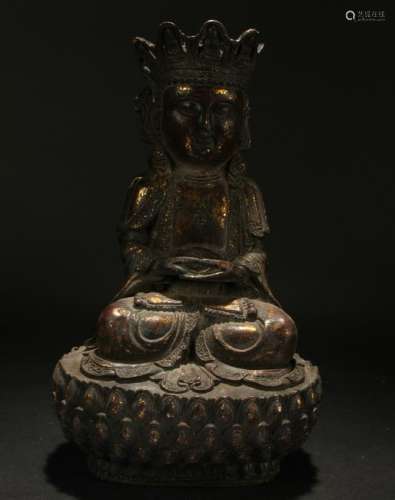 A Chinese Lotus-seated Religious Buddha Statue