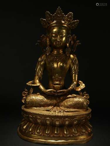 A Chinese Massive Religious Gilt Buddha Statue Display