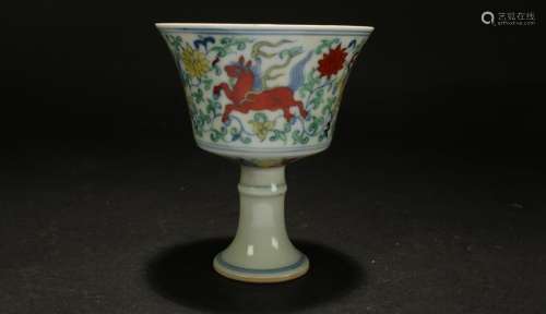 A Chinese Myth-beast Tall-end Porcelain Cup