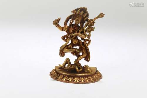 An Estate Tibetan Gilt Religious Statue Display