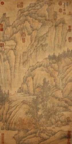A Chinese AB stract-style Mountain-view Fortune Scroll