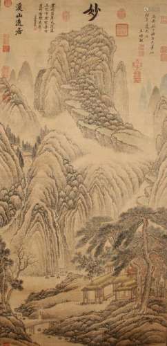 A Chinese Detailed Mountain-view Vivid Fortune Scroll