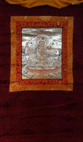 A Tibetan Detailed Religious Fortune Thangka