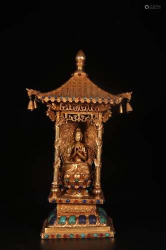 A Chinese Gilt Bronze Buddha with Niche