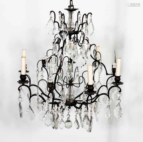 Louis XV Style Six-Light Crystal Chandelier