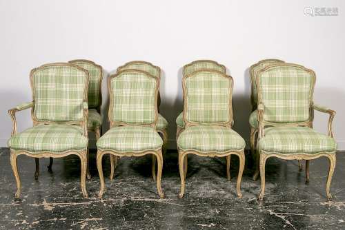 Set, 8 Louis XV Style Upholstered Dining Chairs
