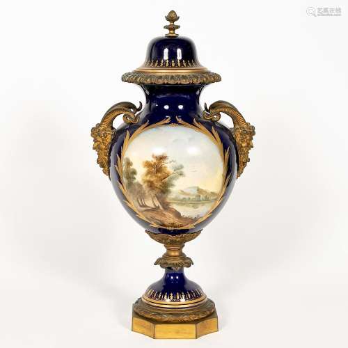 Large, Sevres Porcelain Dore Mounted Covered Urn