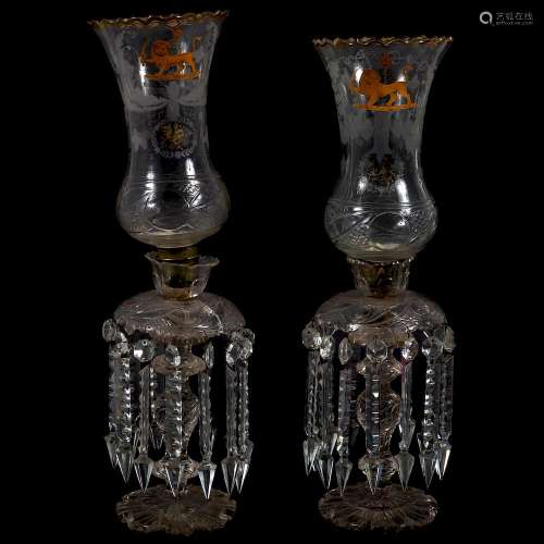Pair, 19th Century Baccarat Crystal Mantle Lusters