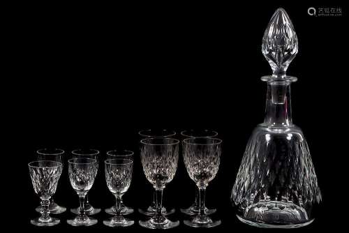 Baccarat Crystal Decanter and Ten Glasses