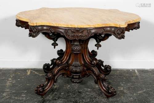 Rococo Revival Marble Turtle Top Parlor Table