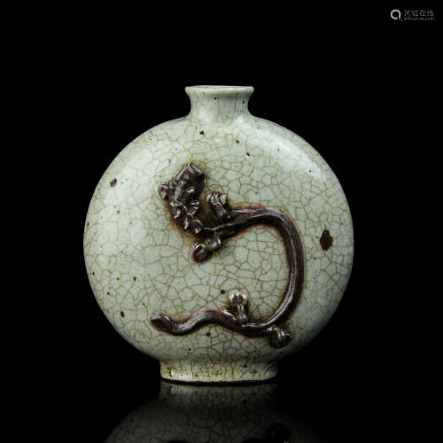 A Chinese Iron-Red Porcelain Moon Flask